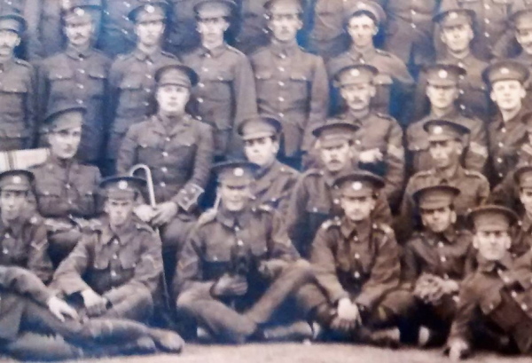 Sergeant Andrew Bogie with other men of B Company, 4th Battalion, The Hampshire Regiment