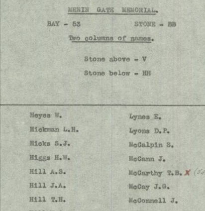 Commonwealth War Graves Commission’s original typed list