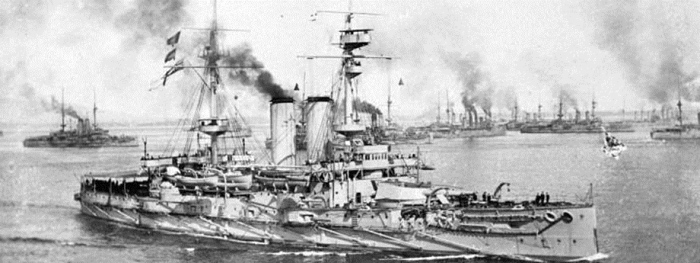 The battleship HMS Exmouth