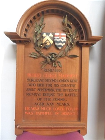 The Parchment Street Methodist Church memorial to Hubert Maidment