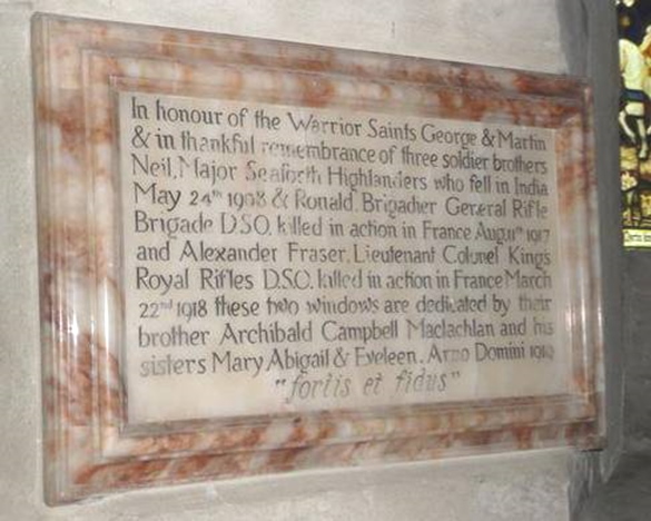 The stone tablet in memory of Ronald, Neil and Alexander Maclachlan