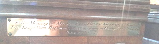 A pew plaque in St Mary’s Priory Church, Lancaster