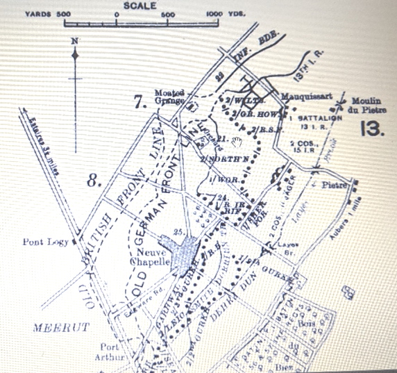 Map of Neuve Chapelle battlefield, 10-13 March 1915